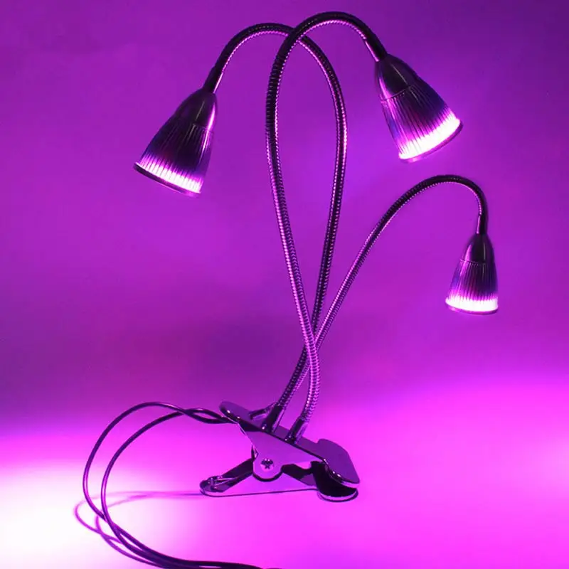 

3 Heads 15W Led Grow Light With Clip Flexible Plant Flower Vegetable Growing Lamp For Office Home Greenhouse Hydroponics QP2