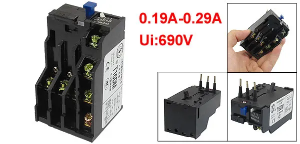 T16DM 3 Pole 0.19A-0.29A Current Range Motor Thermal Overload Relay 1NO 1NC