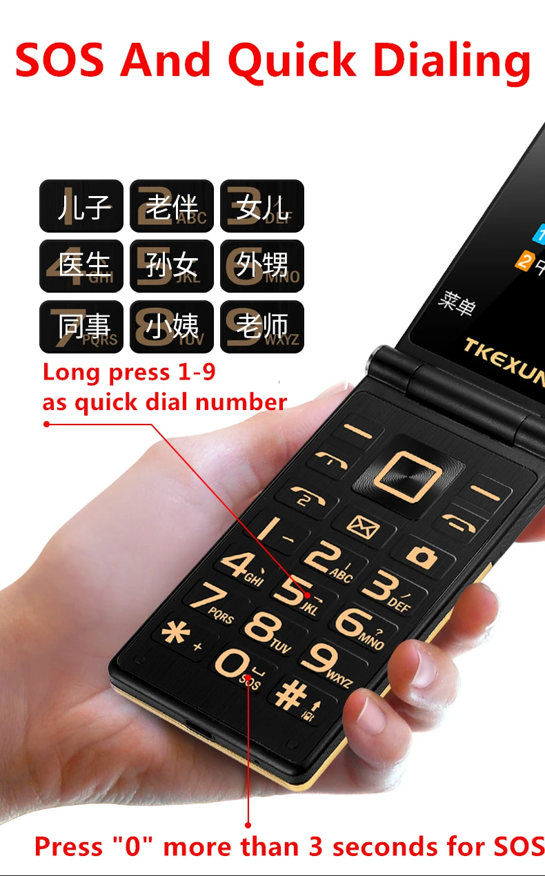 Роскошный 3g WCDMA флип телефон TKEXUN M2 PLUS 3 0 дюймов сенсорный экран мобильный один