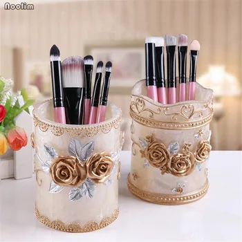 

Resin Office Table Pen Holder Makeup Brush Storage Holder Simple Pastoral Living Room Desktop Multi-function Cosmetics Organizer