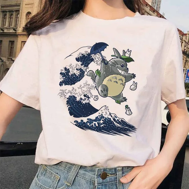 Футболка Totoro Spirit Out Хаяо Миядзаки из мультфильма Studio Ghibli femme женская футболка с японским аниме, женская одежда с аниме - Цвет: 22