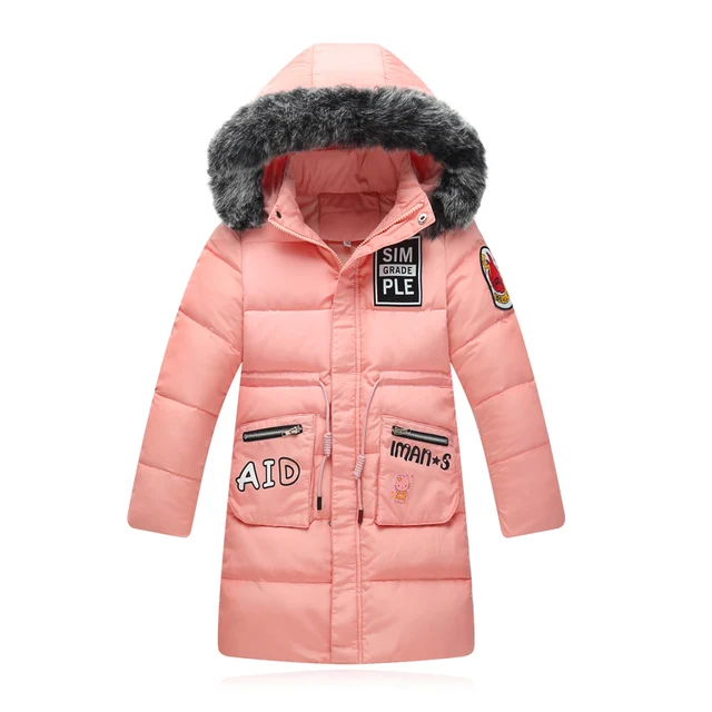 7 14 Years Girls Winter Down Jackets 2017 Kids Long Parka Coats For ...