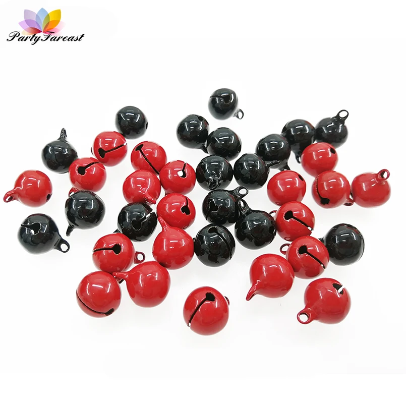 10pcs/lot Metal Jingle Bell Red Black Christmas Decoration Charms Pendant for Pet Key Ring DIY Handmade Crafts Party Decoration