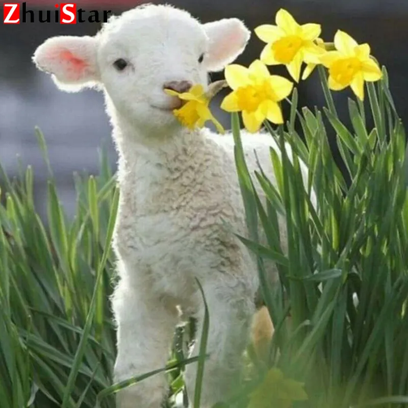 

Sheep DIY 5D Diamond Painting Cross Stitch Full Square Mosaic Diamond Embroidery Needlework Patterns Rhinestone wall decor XY1