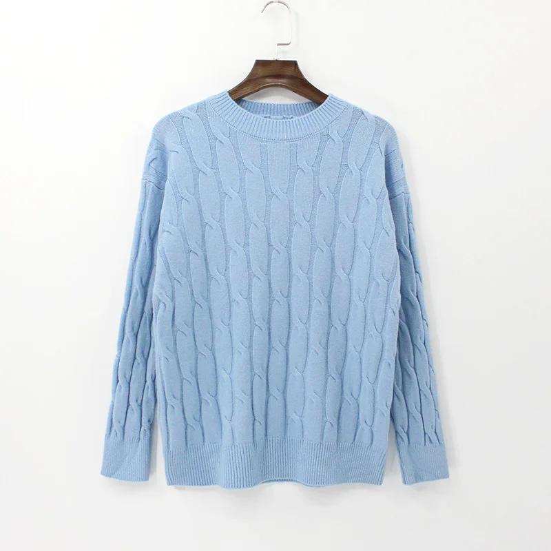 

2018 Christmas Sweater Women Winter Twist Knitted Casual Basic Tops Long Sleeve Oversized Fashion Korean Style Blue Pullovers