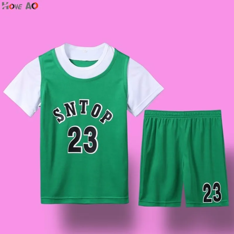 

HOWE AO Boy Clothes Summer Girls Vest Basketball sets Kids Sportswear Children Sport Suit 23 Kids School Style