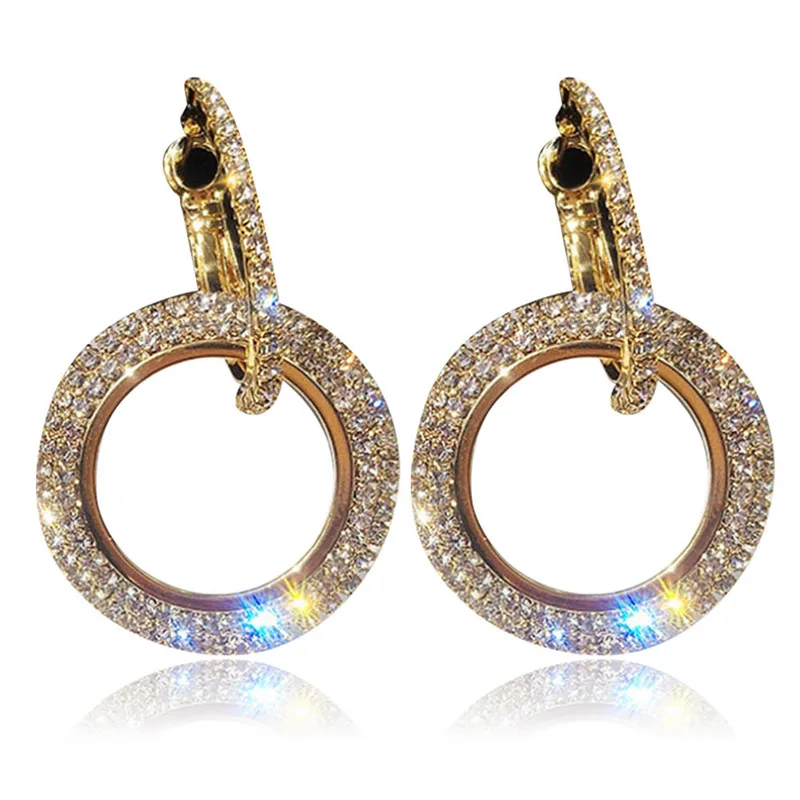 Women'S Bling Full Crystal Double Circle Hoop Earrings Fashion Jewelry Elegant Noble Stylish | Украшения и аксессуары