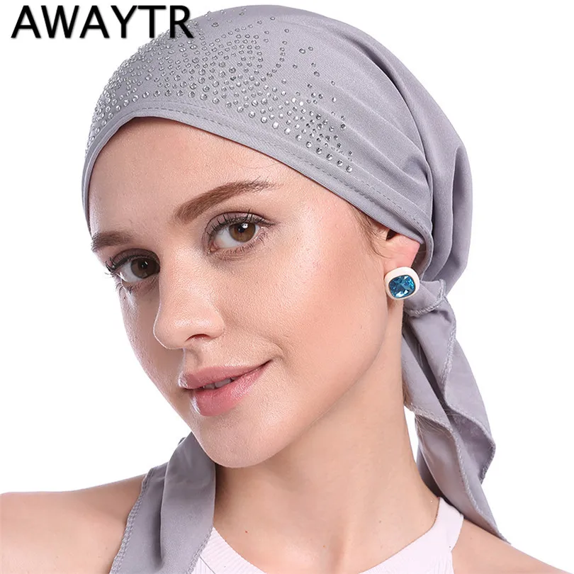

AWAYTR Headwrap Scarf 2019 Spring Trendy Style Women Headband Turban Hat Muslim Bandanas Jersey Hijab Turbante