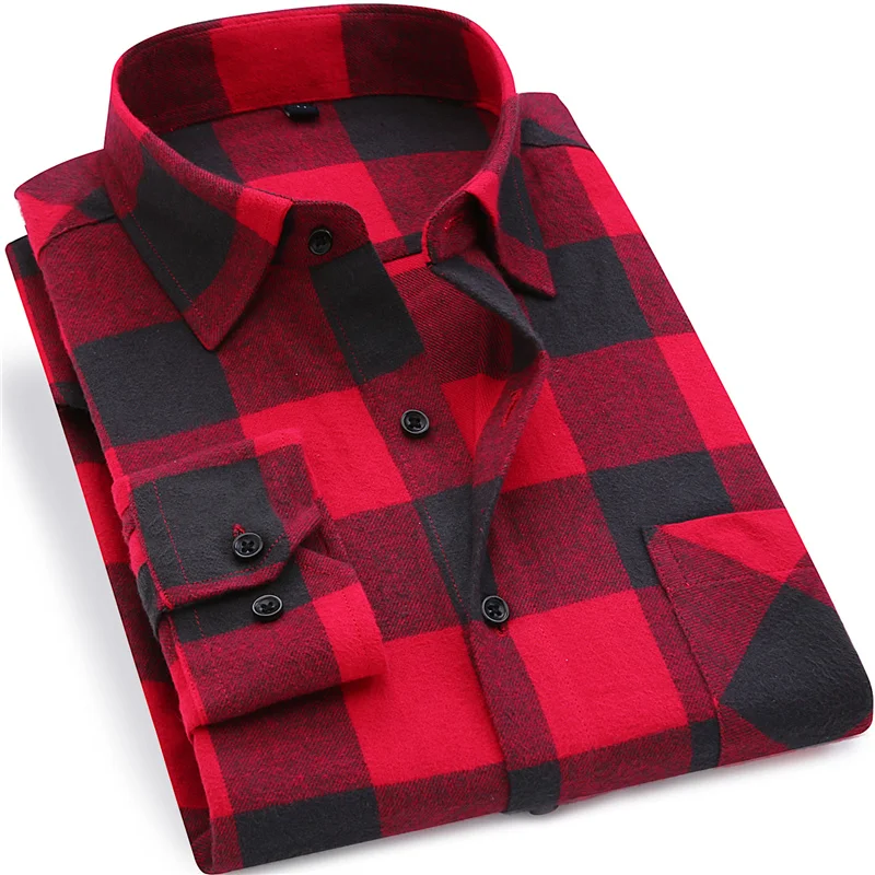 Men Flannel Plaid Shirt 100 Cotton 2016 Spring Autumn Casual Long Sleeve Shirt Soft Comfort Slim