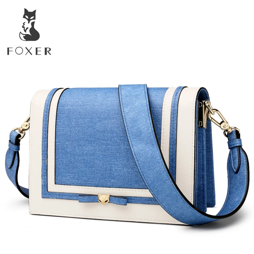

FOXER 2019 New Design Lady Large Capacity Contrast organ bag Women Lady Messenger Bags Female luxury Stylish Shoulder Bags