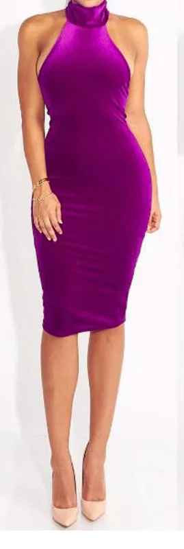 Осенне-зимнее бархатное коктейльное платье, вечерние, эластичное, сексуальное, облегающее, без рукавов, на бретелях, винтажное, элегантное, красное, на бретелях, платья - Цвет: Precious Purple