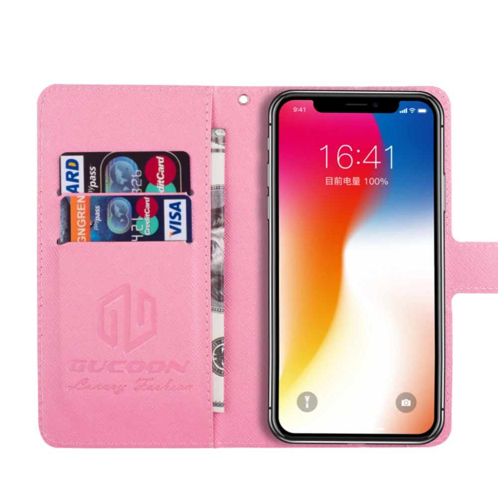 GUCOON الكرتون محفظة حالة لأركوس الوصول 57 4 جرام الأزياء بو أغطية جلد جميل بارد حالات جراب للمحمول والكاميرا بألوان مختلفة مضاد للماء