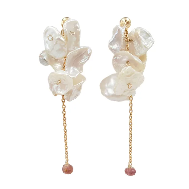 Lii Ji Hydrangea Series Keshi Pearl Tourmaline 925 Sterling Silver Lii Ji Hydrangea Series Keshi Pearl Tourmaline 925 Sterling Silver Stud Earring