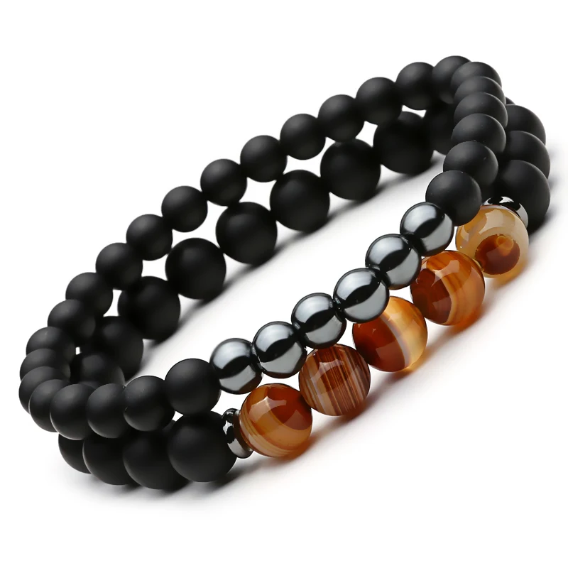 Bracelet Men/beaded/bracelet Natural Stone Black Bead Bracelets Set Buddha Bracelets Mens Lucky