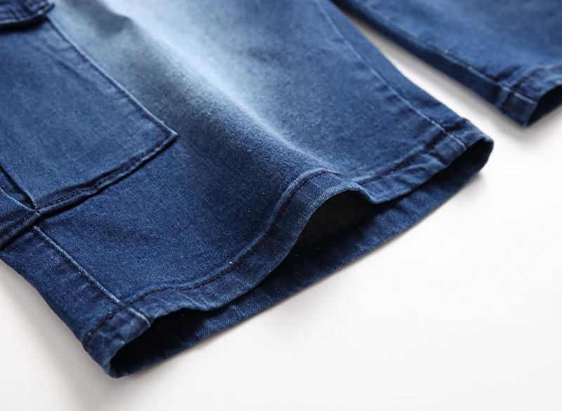 Новые мужские джинсовые шорты с боковыми карманами, модные мужские летние уличные шорты с эластичной резинкой на талии, свободные рабочие джинсы, шорты
