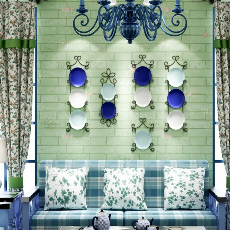 

Free Shipping Korean nonwovens brick wallpaper Mediterranean style wallpaper living room bedroom bedside background wallpaper