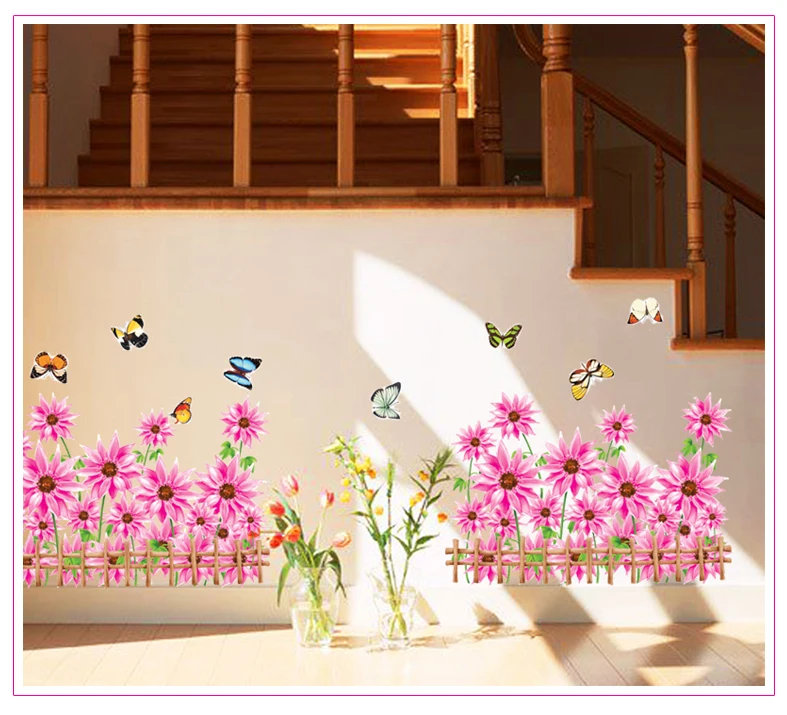 

Free shippingnew fashion products Dream Garden home decorative wall sticker decals Grass Flower Butterfly Fencer 766AB