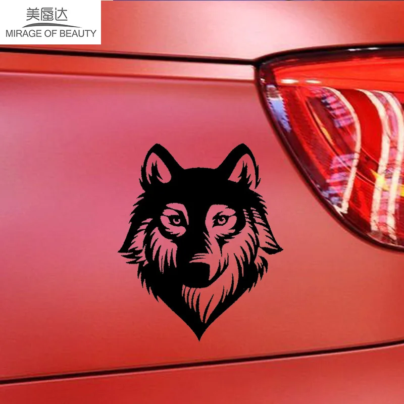 12.8cm*15.3cm Animal Car Stickers Wolf Head Car Styling Decals Race Car