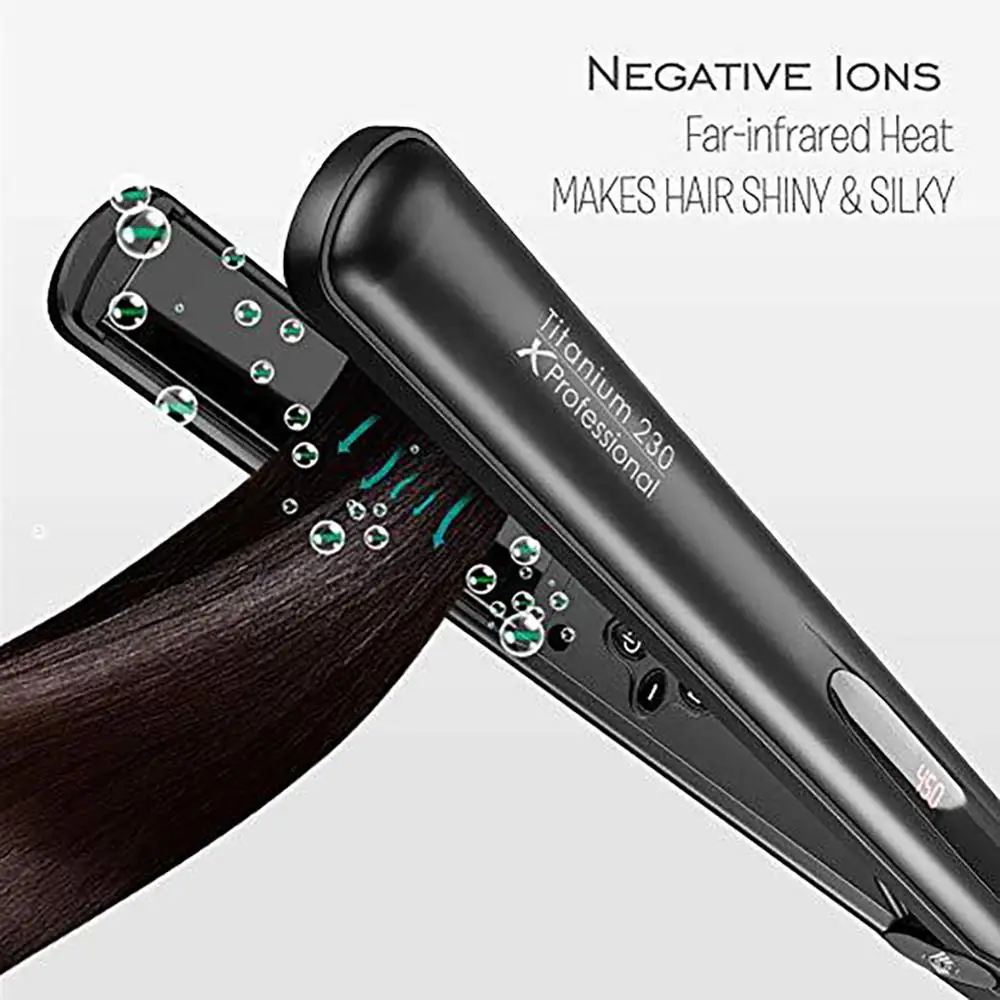 

Professional Women Men Hair Straightener Curler Hair Iron Negative Ions LED Display Infrared Black Hair Straighting Curling Iron
