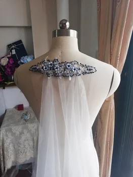 

New Arrive 2m Cut Edge Comb navy blue/Red/blac Long Bridal Veils Cut Edge White One Layer Lace beaded pearls Wedding Veils