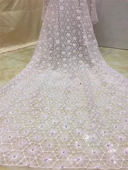 

High Quality YG-598 embroidery Textile Lace Fabric and African French Lace Fabric with plenty beads for party dress