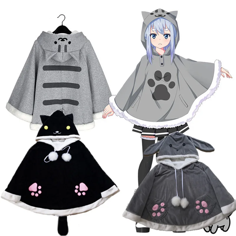 

WXCTEAM Halloween Neko Atsume Cat Rabbit Cosplay Costume Thicken Cap Hoodie Warm Coat Sweater Cat Winter Cloak Hoodie Sweatshirt