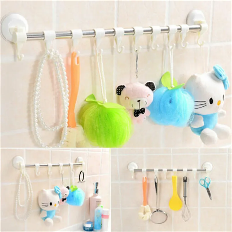 

2019 Brand New Style PP Cabinet Hanging Rack Bathroom Kitchen Organize Free Nail Seamless Hook