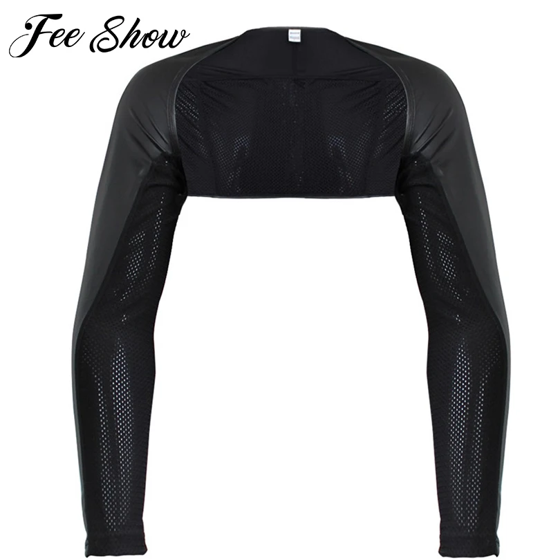Sexy Mens Faux Leather Hollow Arm Sleeves Shrug Sexy Mens' Faux Leather