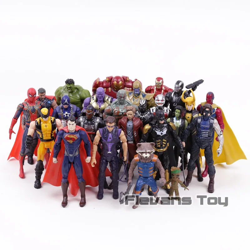Marvel DC Comics Super Heroes Thanos Iron Man Captain America Black Panther Superman Wolverine PVC