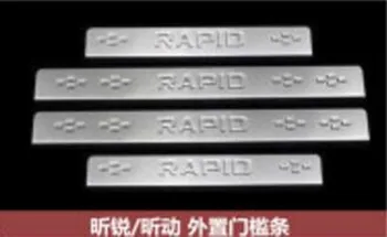 

Car Styling stainless steel Scuff Plate/Door Sill Protector Sticker For Skoda Rapid 2013 -2018 car-styling