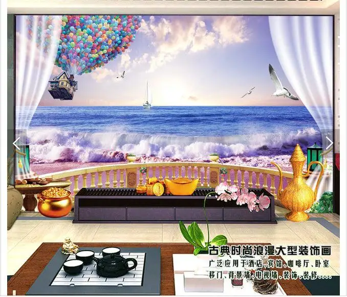 

Customized 3d photo wallpaper 3d wall mural wallpaper Three-dimensional sunset beach TV setting wall living room decoration