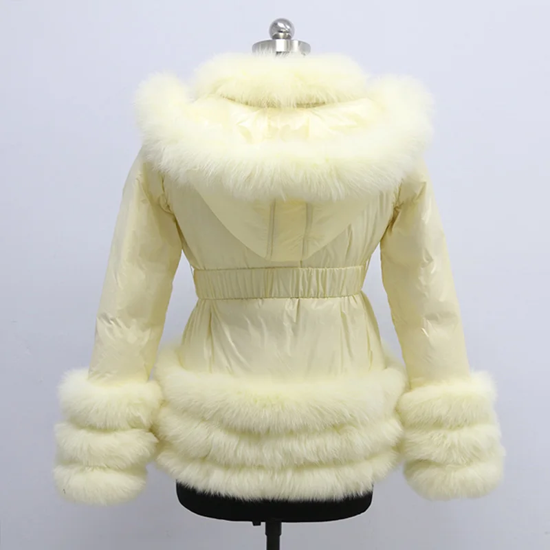 Заводская цена зимняя женская куртка пуховик с большим воротником популярная куртка с лисьим мехом