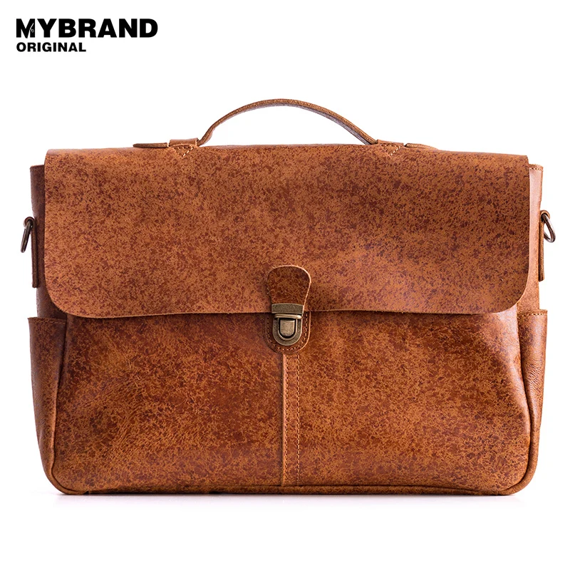 

MYBRANDORIGINAL genuine leather men messenger bag briefcases crossbody bags for man casual men's tote leather bag handbag B124