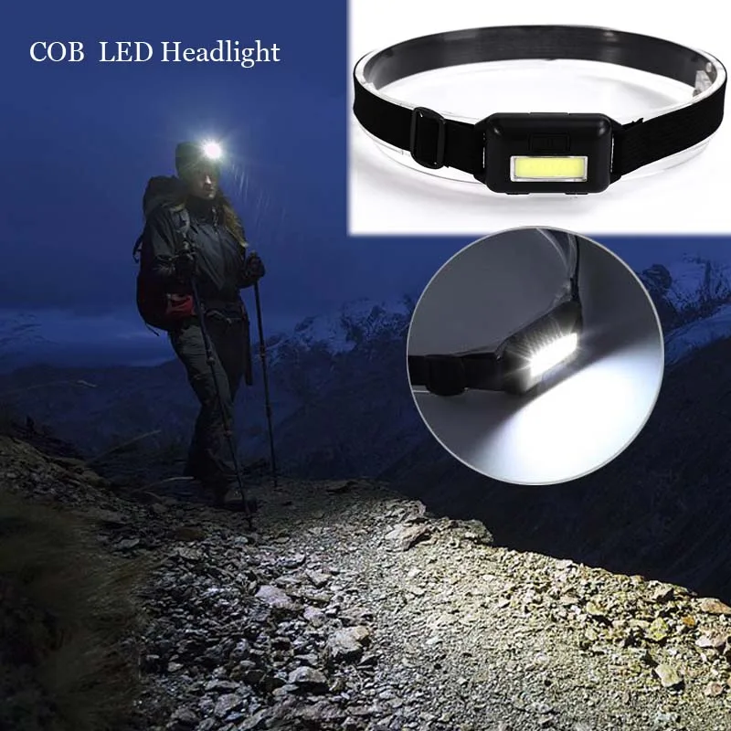 في الهواء الطلق للماء COB LED للمصابيح الأمامية 3 طرق مصباح إضاءة بالخوذة مصباح الشعلة ل تشغيل التخييم المشي لمسافات طويلة الصيد مع عقال