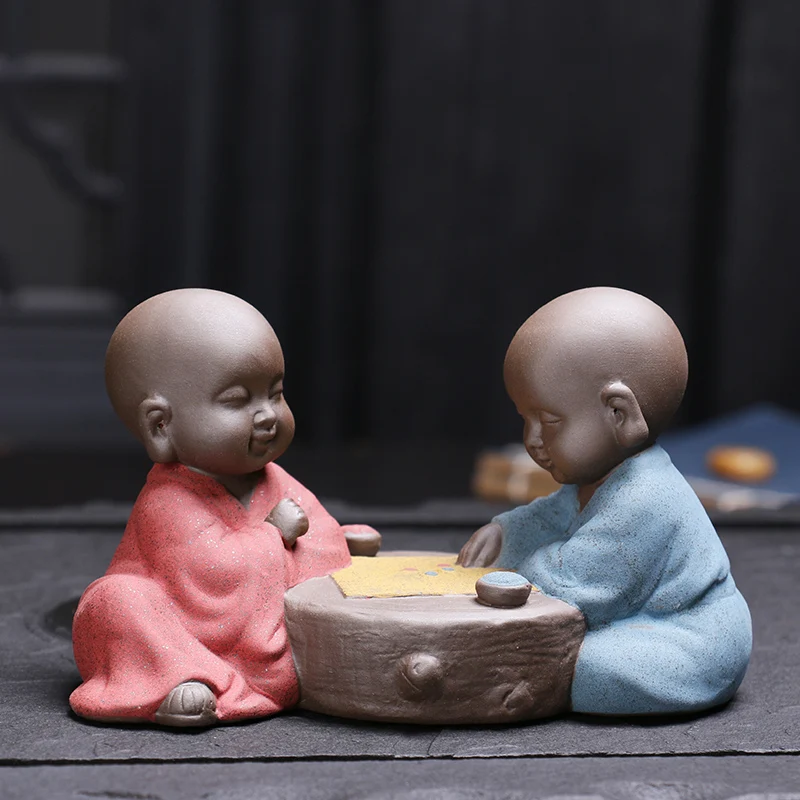 

Creative Boutique Chinese Tea Set Purple Tea Pet Lovely Buddha Monk Zisha Tea Accessories Ornaments Yixing Home Decor Tea Pet