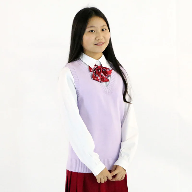 Japanese School Uniform Vest Sweater Women 2018 Spring Winter New Fashion Female V-neck Sleeveless Solid Color Vests Sweaters