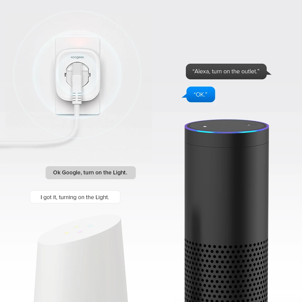 5 шт./лот Koogeek WiFi интеллектуальная розетка умный пульт дистанционного управления таймер Голосовое управление для Alexa Google Assistant беспроводной штекер