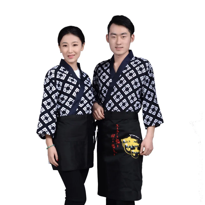 Японский Корейский Ресторан Суши одежда униформа официанта для мужчин и женщин кухни кимоно шеф повара Топы пальто еда услуги комбин