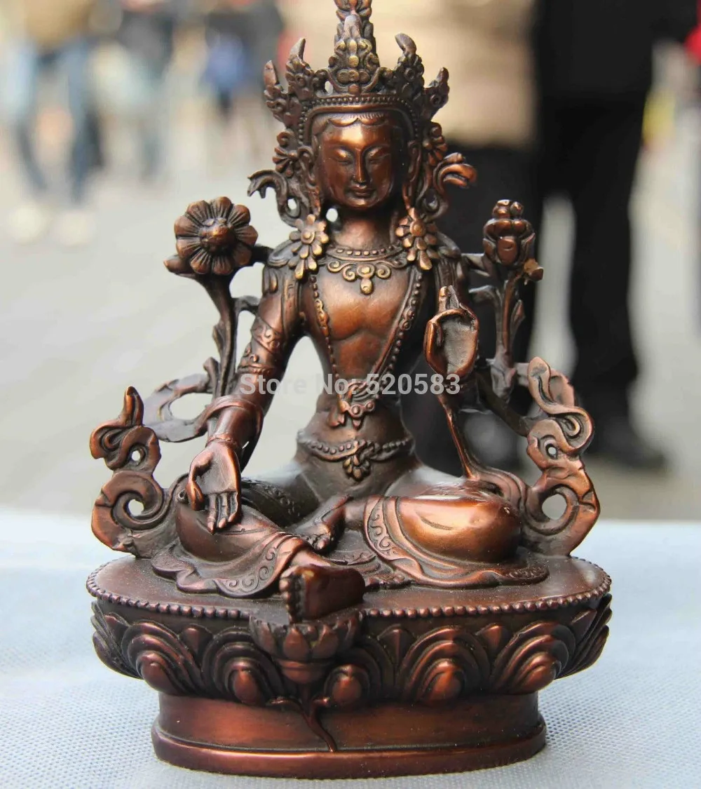 

Buddhism Red Copper Green Tara Guan Yin Kwan-yin Boddhisattva Goddess Statue