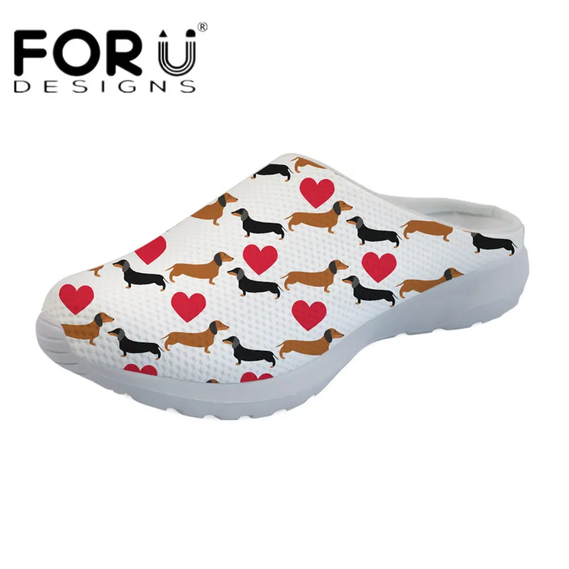 

FORUDESIGNS Cartoon Animal Dachshund 3D Printing Girls Summer Beach Slippers Women Non-slip Sandals Female Lazy Loafers Footwear