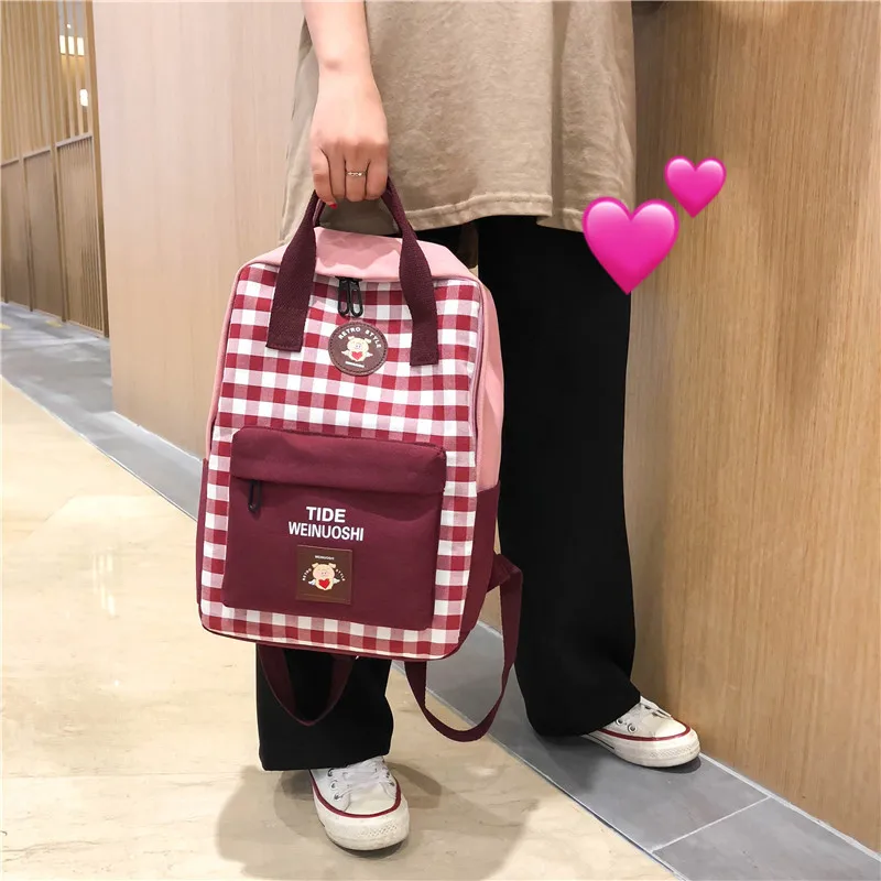 

2019 new Korean version of the style plaid bag fashion High Quality Large Capacity letter printing portable shoulder dual-use b