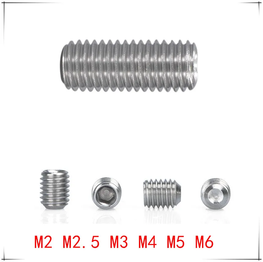 

DIN916 Stainless Steel Hex Socket Set Screw M2/M2.5/M3/M4/M5/M6*3/4/5/6/8/10/12/16/20/30/40/50mm Grub Screw bolt screw set