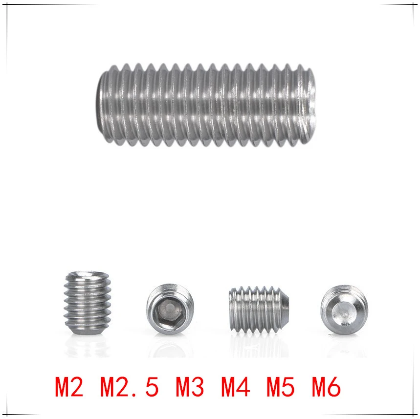 MOUNTAIN MEN Professional Tools 220PCS Hex Socket Grub Screws Set Screw Hardware Fasteners M3 M4 M5 M6 M8 Stainless Steel Well-crafted 