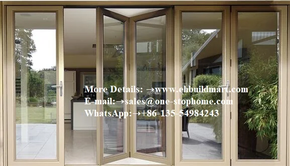 Us 4580 0 Accordion Aluminum Glass Patio Exterior Bifold Doors Bi Fold Entrance Door Black Aluminum Glass Interior Doors Indoor Doors In Doors From