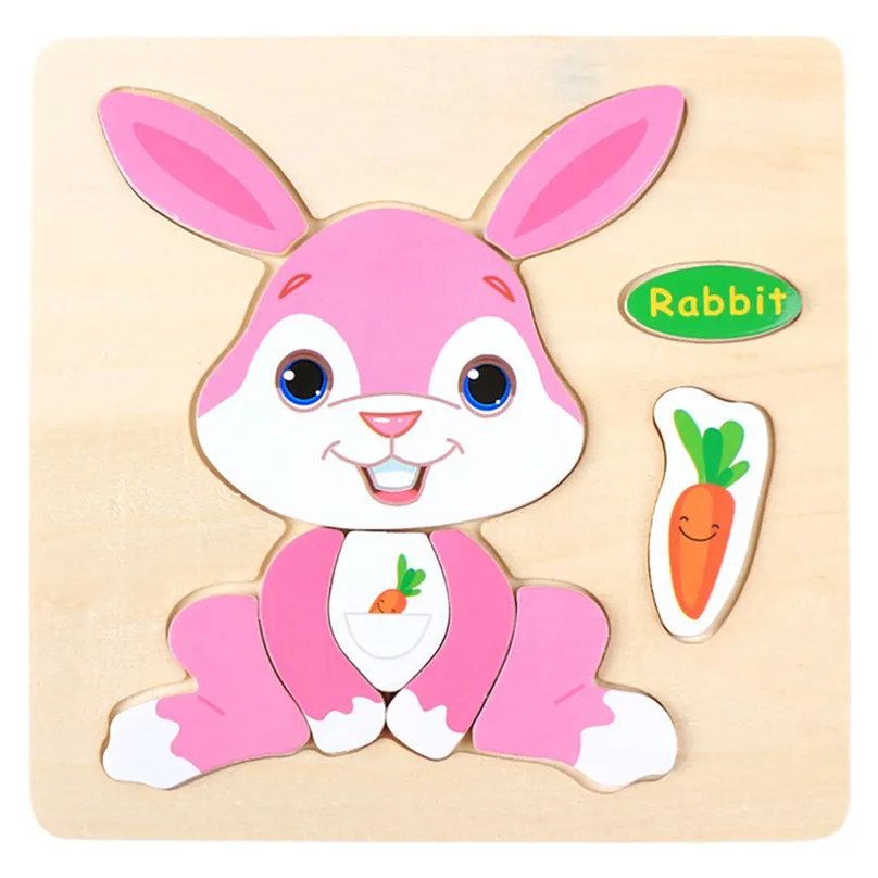 Игрушки трехмерная красочная деревянная головоломка образовательная Игрушка развивающая детская игрушка детское начальное обучение игра дропшиппинг 42 h - Цвет: rabbit