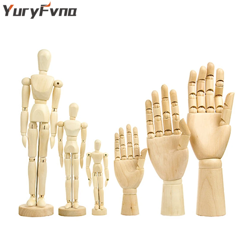 7//8//10//12// inch Left/&Right Wooden Hand Artists Manikins Wood Sculpture Sketch Manikin Wooden Body Articulated Home Decoration Crafts Figurines /& Miniatures Body 8 inch