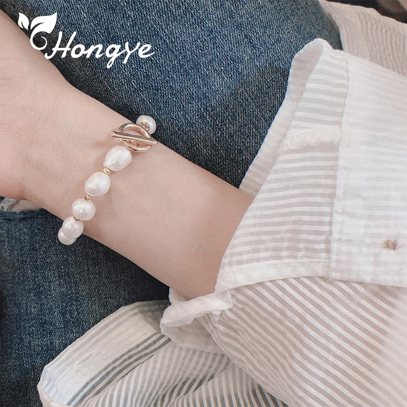 Baroque Pearl Femme Bracelet Teenager White Beads Bracelets for Women Wrist Accessories Valentine's Day Jewelry Bracelet Pearl