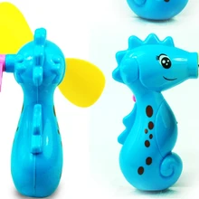 Летний ручной вентилятор, креативный мультяшный мини-вентилятор для защиты окружающей среды, гиппокамп, детский пластиковый спортивный вентилятор для детей
