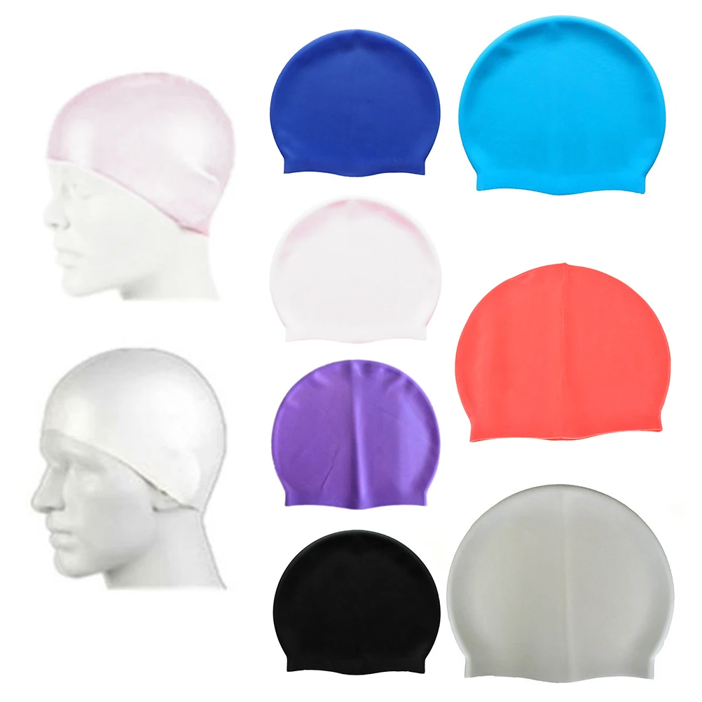 New Unisex Latex Swim Cap Hat 1 Size Fits All Waterproof Shower Bath