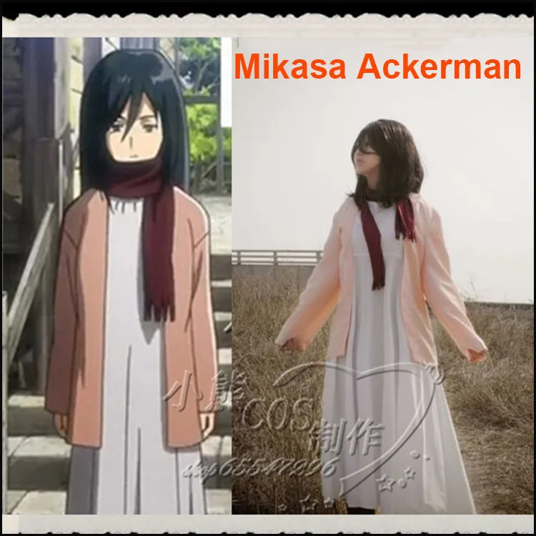 Attack on titan Shingeki no Kyojin Cosplay Mikasa Ackerman Scarf Costume \